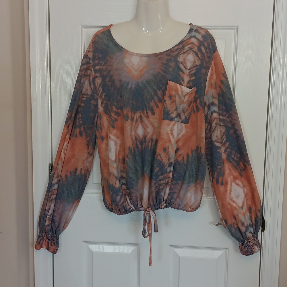 Self-Esteem Women's 1XL Sweatshirt Tie Dye Style Pink and Gray